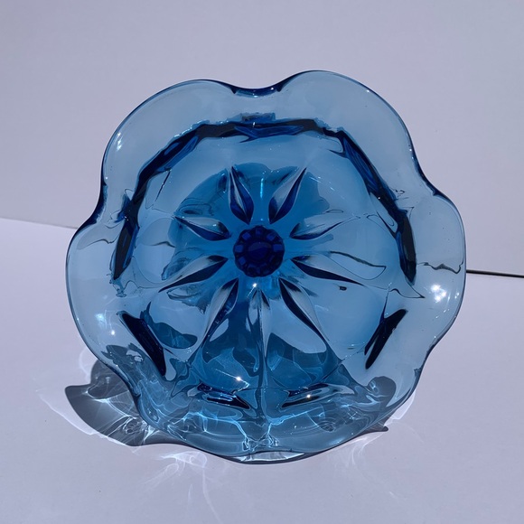 Vintage Fenton Glass Colonial Blue Pedestal Compote Candy Trinket Dish Glass - Picture 2 of 5